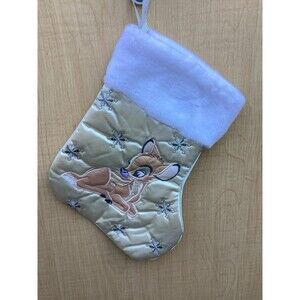Baby's First Christmas Stocking 1998 Bambi Vintage Disney Snowflakes Embroidered